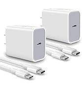 iPhone Fast Charger, 2-Pack 20W USB C Wall Charger PD Type C Power Wall Charger with MFi Certifie...