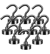 FINDMAG 10 Pack Black Magnetic Hooks, 25lbs Neodymium Magnet Hooks for Hanging, Strong Magnetic H...