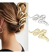Brinie Claw Hair Clips Gold Metal Hair Clamps Pearl Hair Claw Clips Stylish Hair Clips Nonslip Ha...