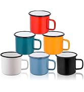 TeamFar Coffee Mug, 12 oz Tea Enamel Mug Camp Drinking Cups, White/Blue/Green/Black/Red/Yellow Vi...