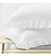KKJIAF Ruffle Pillow Cases Standard Size Set of 2, Ruffled Pillow Covers with Envelope Closure, W...