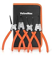 ValueMax 4 PCS Snap Ring Pliers Heavy Duty Set, Circlip Pliers Kit with Straight Bent Jaw Precisi...