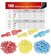 Nilight 50022R 160pcs Nylon Fully Insulated Male/Female Spade Crimp Quick Disconnects Wire Termin...
