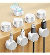 Kanemc Cable Clips Cord Holder for Desk, 360° Spin Magnetic Wire Organizer Self Adhesive Cord Man...