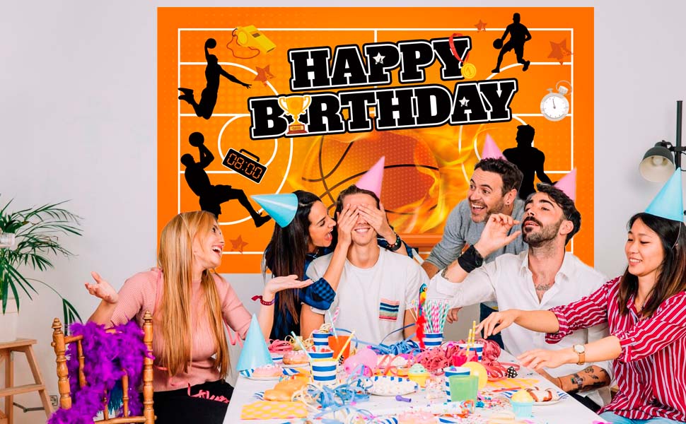 basketball happy birthday backdrop