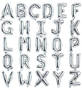 TONIFUL 52 Pieces 16 Inch Silver Letter A-Z Balloons,Custom Phrase Mylar Foil Alphabet Letter DIY...