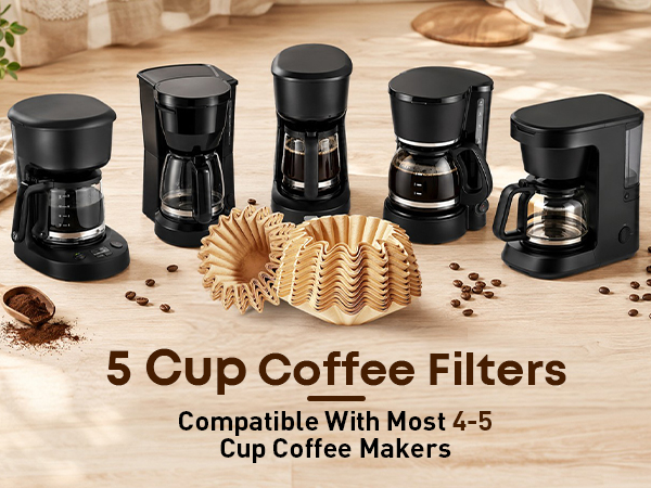 Unbleached Coffee Filters for 2-5 Cup Drip Coffee Makers, Compatible with Mr. Coffee Mini Brew