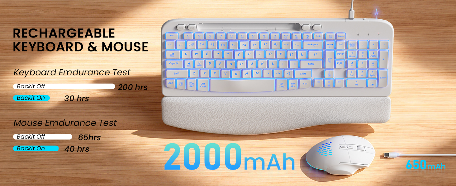 rechargeable wireless keyboard and mouse combo