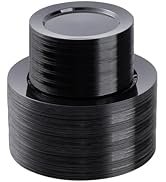 BESTSTAR 200PCS Black Plastic Plates Set, 100 10.25 inch Dinner Plates and 100 7.5 inch Dessert P...