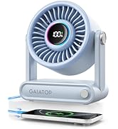 Gaiatop Portable Quiet Desk Fan with Power Bank, 6000mAh Rechargeable Battery Fan with RGB Ring, ...