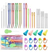 FIVEIZERO 43 Pcs Yarn Needles Set, Assorted Yarn Needles Bent Tapestry Needle Weaving Needle Darn...