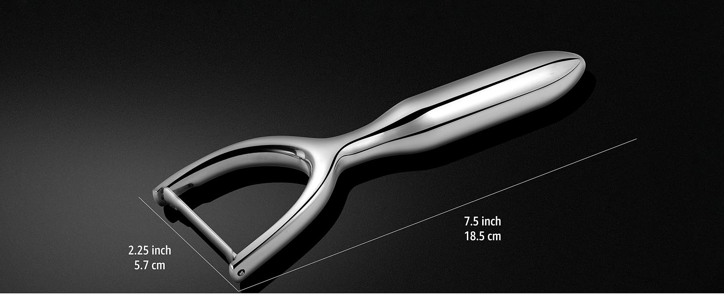 cucumber peeler measures 7.5 x 2.25 x 1 inches and weighs 0.26 lbs