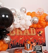 orange black balloon arch