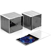 T WaveTree Upgraded Standard Single Clear CD Jewel Case,CD Storage Case with Assembled Black Tray...