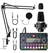 SINWE Podcast Equipment Bundle,Audio Interface with Studio Condenser Microphone for Smartphone & ...