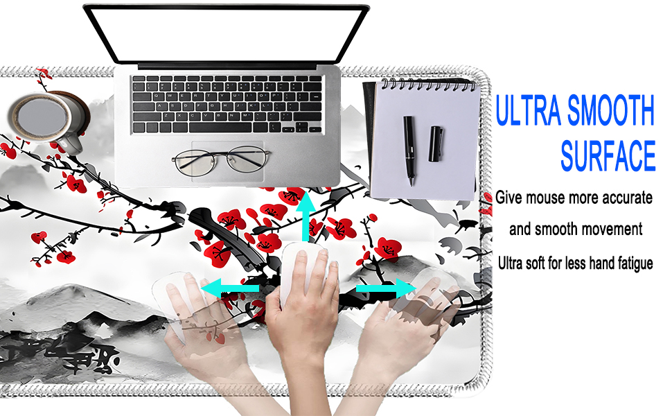 Watercolor Cherry Blossom mouse pad Floral White desk mat computer deskpad