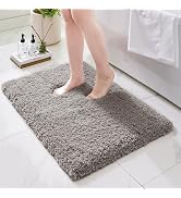 Ruggnovea Bathroom Rugs Grey 17x24 Machine Washable Bath Mat for Bathroom Floor Thick Fluffy Abso...