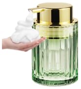 Komashr Foaming Hand Soap Dispenser, 8oz Refillable Sage Green Glass with Gold Pump, for Liquid S...