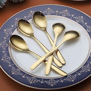 6 Piece Stainless Steel Teaspoons Set (Gold)