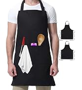 Kitchen Cooking Apron with 3 Pockets, Adjustable Bib Apron Chef Aprons for Women Men with Pockets