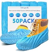 ioiopeak Disposable Shoe Covers 50 Pack (25 Pairs) - Durable, Non-Slip, Water Resistant, and Recy...