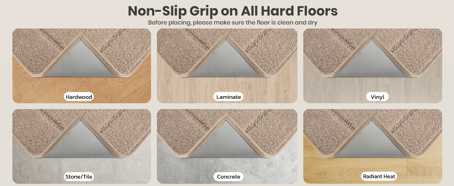 Non-slip Grip on All Hard Floors