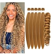 Honey Blonde Braiding Hair Pre Stretched Knotless Braiding Hair for Boho Braids Ocean Wave Boho H...