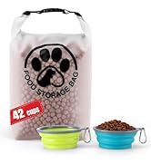 42 Cups Pet Food Storage Bag with 2PCS Collapsible Bowls for Travel - Transparent Leak-Proof Dog ...
