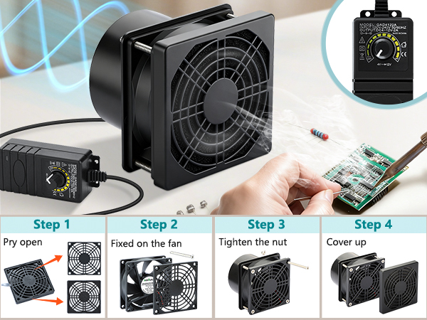 80mm 3 inch duct fan speed controller duxtproof net solder fume extractor soldring laser engraver