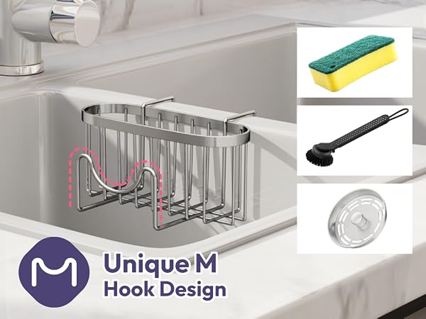 sponge holder kitchen sink caddy dish scrubber soap brush scrub hanging organizer