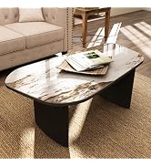 Luxury Marble Coffee Table, Premium Sintered Stone Top, Natural Wood Look Base, Modern Design Sto...