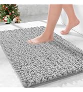 Ruggnovea Bathroom Rugs Non Slip Washable, Extra Thick Soft Chenille Absorbent Bath Mat, High Den...