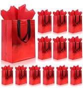 Addblu 12 Pack Reusable Gift Bags with Handles & 24 Tissue Papers, 10x4x8 Inch Iridescent Gift Ba...