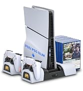 PS5 Slim Charging Station, PS5 Slim Charging Dock with Cooling Fan and Controller Charger, Charge...