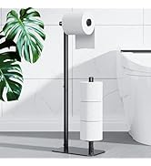 Kitsure Toilet Paper Holder Free Standing - Large Capacity Toilet Paper Holder for 4 Rolls, Rustp...