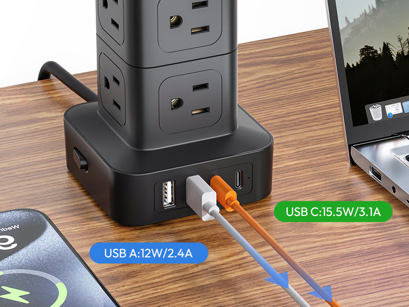 USB Surge Protector Tower