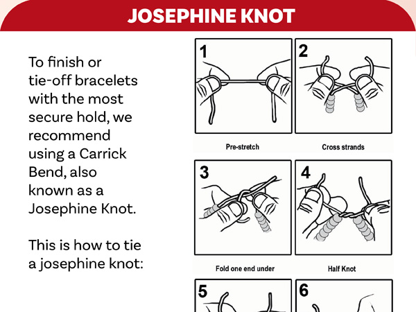 Best way to knot stretch magic thread, is to make a josephine knot or carrick bend.