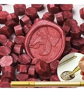 300pcs Bright Red Sealing Wax Beads for Wax Stamp, YOLAKIS Octagon Wax Seal Beads Seal Pellets Re...