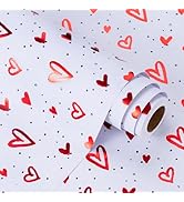WRAPAHOLIC 3D Kraft Valentine's Day Wrapping Paper - Mini Roll - 17 Inch X 16.5 Feet - Red Foil S...