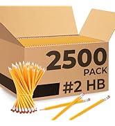 Rosmonde Pre-Sharpened Pencils with Eraser, 2 HB Pencils, 2500Pack