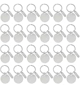 Frinnovan 30 Pack Round Engravable Metal Keychain Blanks Stainless Steel Engraving Key Ring Stamp...