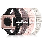 Bandiction 4 Pack Lace Silicone Bands Compatible with Apple Watch Band 38mm 40mm 41mm 42mm 44mm 4...