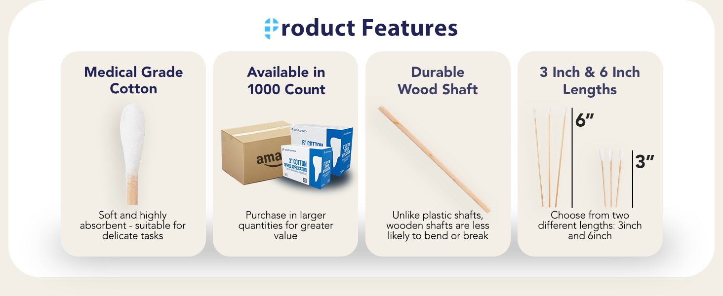 Cotton Tipped Applicators Non Sterile Cotton Swabs with Wooden Sticks Medical Cotton Tip