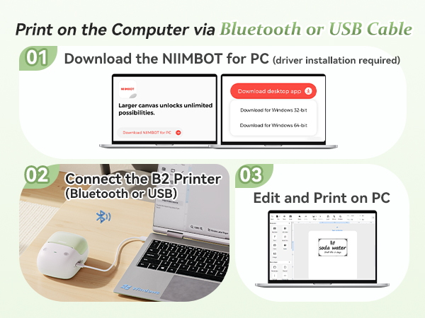 NIIMBOT B2 Label Maker Machine with Tape, Portable Bluetooth Label Printer with Multiple Templates