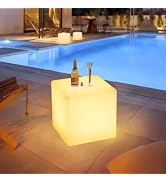 PTVGS LED Cube Lights, 20-inch Rechargeable Cordless Lamp RGBW Color Changing Lamp with Remote, I...