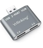 Vrllinking USB Hub, 2 Ports USB 2.0 Hub for Laptop, 2 Ports USB Splitter USB Expander for iMac Pr...