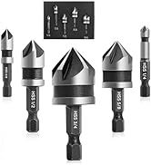 ROGAPER 5 Pcs Countersink Drill Bit Set, 82 Degree 5 Flute High-Speed Steel Countersink Drill Bit...
