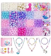 DUDUCOFU 900Pcs Mermaid Bracelet Making Kit for Girls Kids Charm DIY Beads for Jewelry Making, Fr...