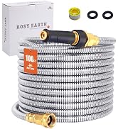 Rosy Earth Stainless Steel Garden Hose 100 FT, Heavy Duty Expandable Water Hose, No-Kink, No Bite...