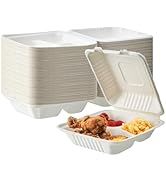 Jaluxing 8X8 Bio Natural Clamshell Take Out Food Containers with Lids, Dis...